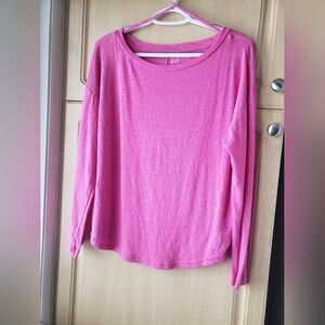 Gap Linen Blend Long Sleeve Pink Women's Top